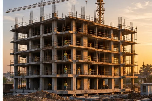Construction in progress on an active site